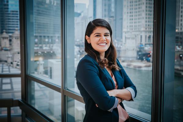 Karla Figueroa'13 in downtown Chicago.